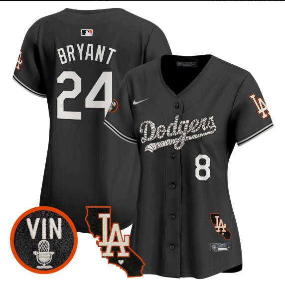 Women Los Angeles Dodgers #24 Bryant 2025 black Limited Stitched Jersey->women mlb jersey->Women Jersey